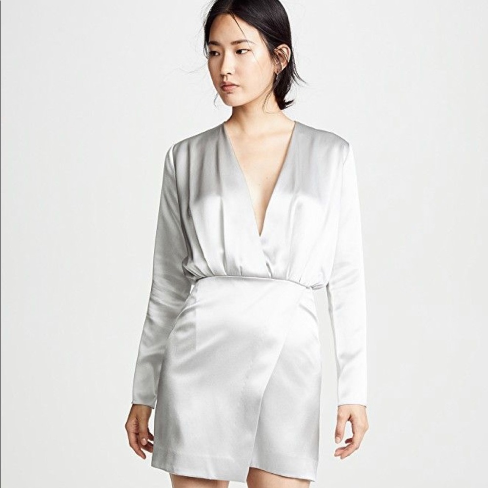 SOLD Cushnie Long-Sleeve Mini Silk Cocktail Dress